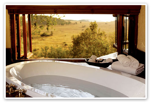 Bathroom overlooking plains Tshukudu Bush Lodge Malaria Free Big Five Pilanesberg Game Reserve Accommodation Booking